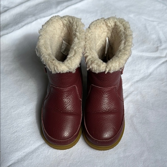 Burgundy Leather Fur-Lined Boots size8   Toddler DONSJE AMSTERDAM - Picture 1 of 9